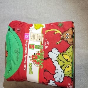 BJ's Kids family sleep pj's green and red Grinch sz 10